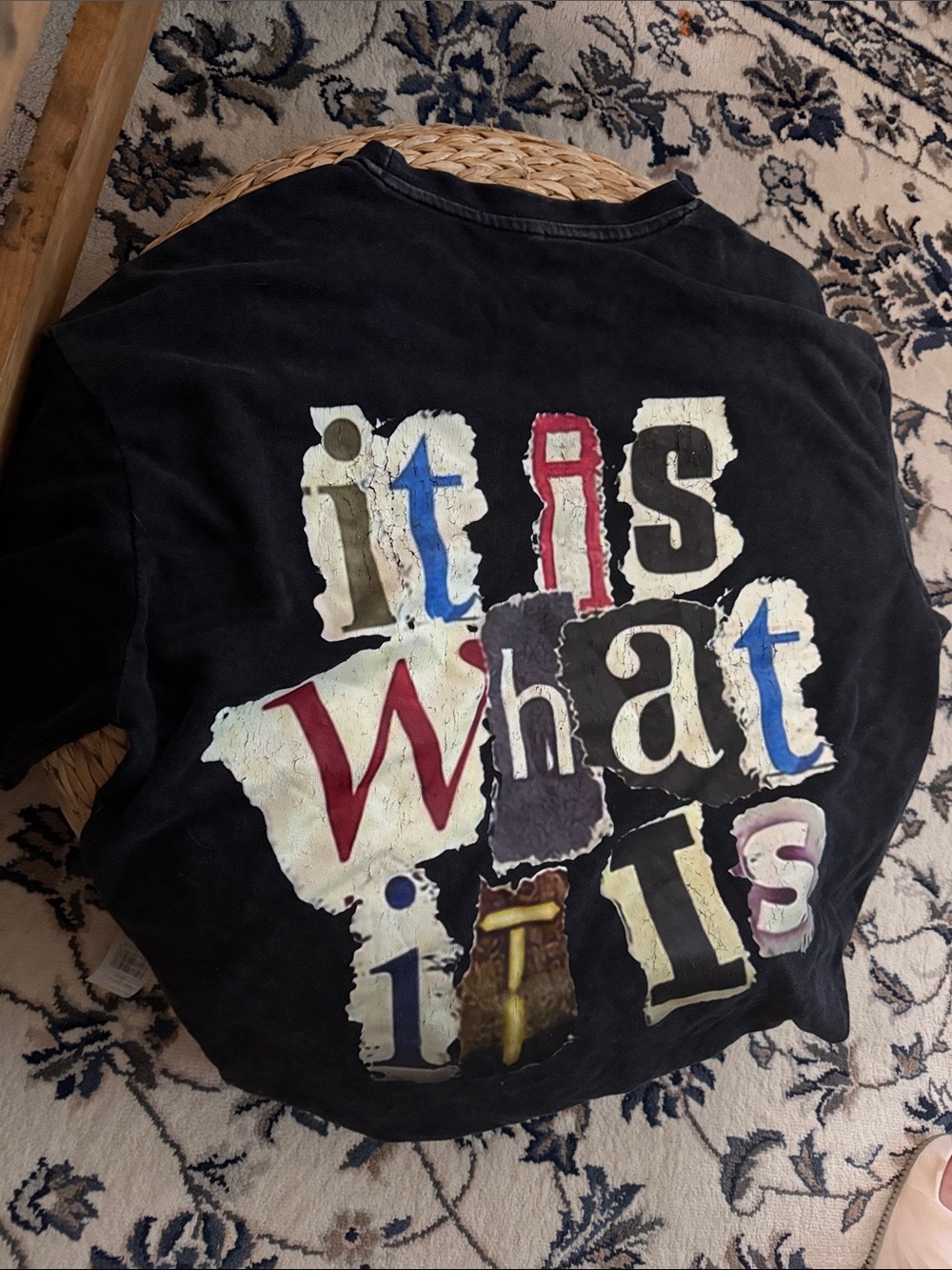 Women’s Black Graphic Short Sleeve Tee - 'It Is What It Is’ - Fits like a Large